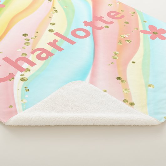 Trendy Modern Girly Glitter Floral Personalized Sherpa Deken (3/4)