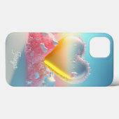 Trendy Modern Girly Love Heart Persoonlijke naam Case-Mate iPhone Case (Achterkant (horizontaal))