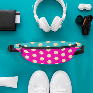 Trendy Modern Girly Pink Aqua Glittery Polka Dots Heuptasje