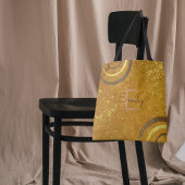 Trendy Modern Glam Chic Fancy Gold Glitter Tote Bag
