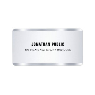 Trendy Modern Glamour Silver Look Elegant Sjabloon Etiket