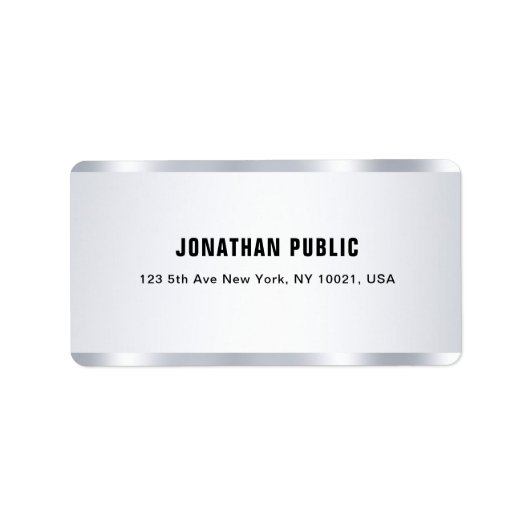 Trendy Modern Glamour Silver Look Elegant Sjabloon Etiket (Voorkant)