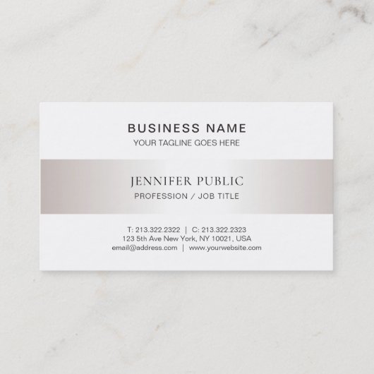 Trendy Modern Glamoureuze Faux Silver Plain Luxury Visitekaartje (Achterkant)