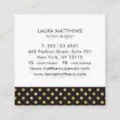 Trendy Modern Gold Black Dot Design Professional Vierkante Visitekaartje (Achterkant)