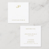 Trendy Modern Gold Monogrammed Chic Sjabloon Vierkante Visitekaartje (Voorkant / Achterkant)