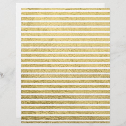 Trendy Modern Gold Stripes Glam Scrapbook Paper Briefhoofd (Voorkant / Achterkant)
