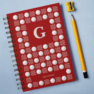 Trendy Modern Golfbal & T-shirt Monogram Rood Notitieboek