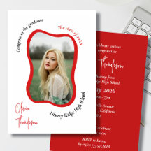 Trendy modern golvende foto afstuderen Invitation