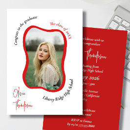 Trendy modern golvende foto afstuderen Invitation Kaart