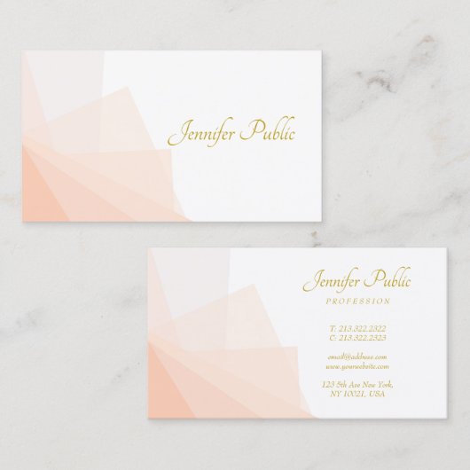 Trendy Modern Goud Handgeschreven Script Naam Eleg Visitekaartje (Voorkant / Achterkant)