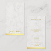 Trendy Modern Goud Marmer Handgeschreven Naam Teks Visitekaartje (Voorkant / Achterkant)