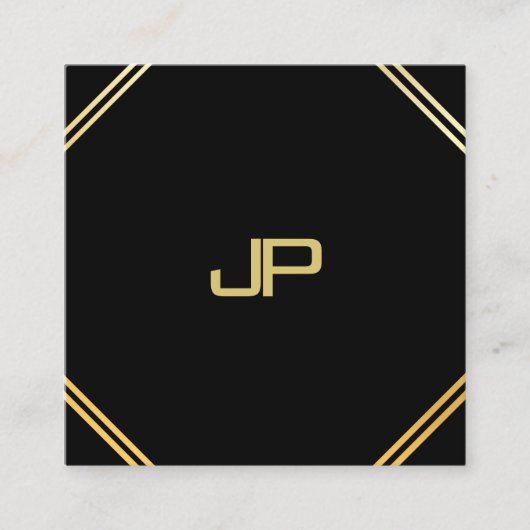 Trendy Modern Goud Monogrammed Elegante Sjabloon Vierkante Visitekaartje (Voorkant)