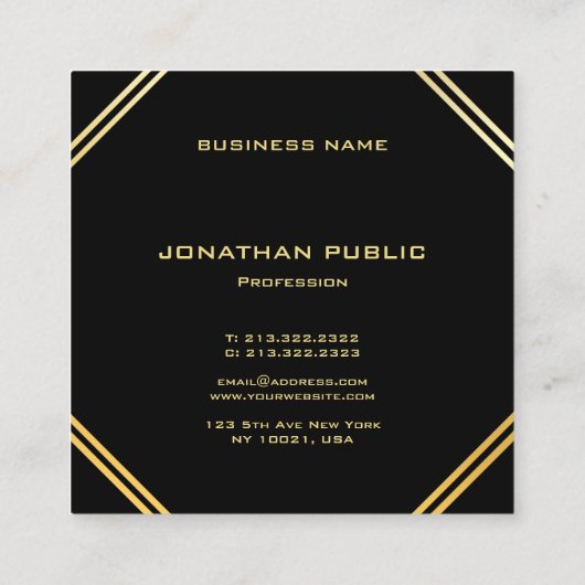 Trendy Modern Goud Monogrammed Elegante Sjabloon Vierkante Visitekaartje (Achterkant)