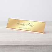 Trendy Modern Goud Sjabloon Handschrift Tekst Bureau Naambordje (Voorkant)