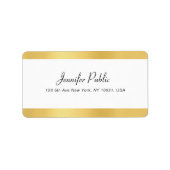 Trendy Modern Goud Wit Handgeschreven Script Eenvo Etiket (Voorkant)