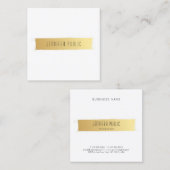 Trendy Modern Goud Wit Luxe Elegant Plain Vierkante Visitekaartje (Voorkant / Achterkant)