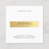 Trendy Modern Goud Wit Luxe Elegant Plain Vierkante Visitekaartje (Achterkant)