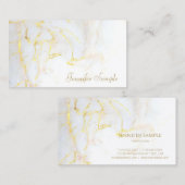 Trendy Modern Goud Wit Marmer Elegante Sjabloon Visitekaartje (Voorkant / Achterkant)