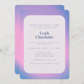 Trendy Modern Gradient Lavender Paars Bat Mitzvah Kaart (Voorkant / Achterkant)