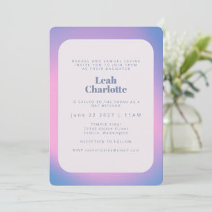 Trendy Modern Gradient Lavender Paars Bat Mitzvah Kaart