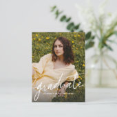 Trendy modern graduate simple two photo graduation briefkaart (Staand voorkant)