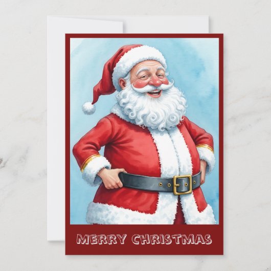 Trendy modern grappig Kerstman-script Feestdagenkaart (Voorkant)