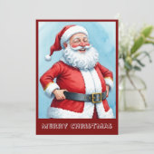 Trendy modern grappig Kerstman-script Feestdagenkaart (Staand voorkant)