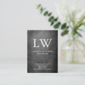 Trendy Modern Gray Chalkboard Monogram Visitekaartje (Staand voorkant)