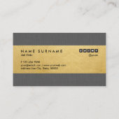 Trendy Modern Gray Linen Elegant Gold Minimalist Visitekaartje (Achterkant)