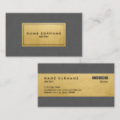 Trendy Modern Gray Linen Elegant Gold Minimalist Visitekaartje (Voorkant / Achterkant)