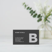 Trendy Modern Gray Monogram Visitekaartje (Staand voorkant)