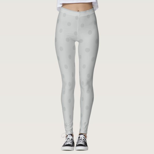 Trendy Modern Gray Polka Dot Leggings (Voorkant)
