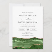 Trendy Modern green Gold Agate Wedding Invitation Kaart (Voorkant)