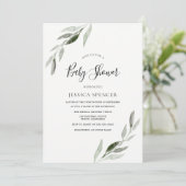 Trendy Modern Green Leaf Baby shower Invite Kaart (Staand voorkant)