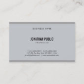 Trendy Modern Grey Elegante Minimalistische Sjablo Visitekaartje (Achterkant)
