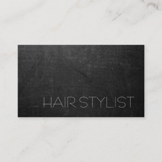Trendy Modern Grijs Chalkboard Hair Stylist Visitekaartje (Voorkant)