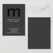 Trendy modern grijs zwart monogram visitekaartje (Voorkant / Achterkant)