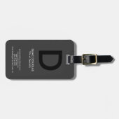 Trendy modern grijs zwart vet monogram bagagelabel (Voorkant horizontaal)