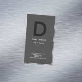 Trendy modern grijs zwart vet monogram magnetisch visitekaartje (Voorbeeld)