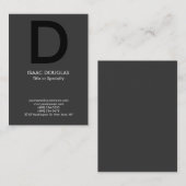 Trendy modern grijs zwart vet monogram visitekaartje (Voorkant / Achterkant)
