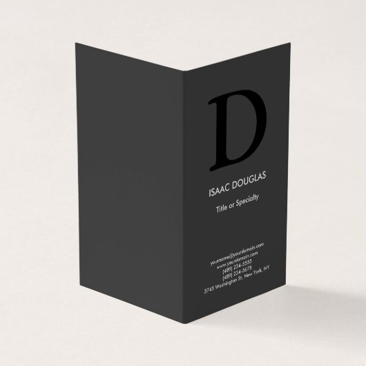 Trendy modern grijs zwart vet monogram visitekaartje (Buitenkant)