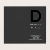 Trendy modern grijs zwart vet monogram visitekaartje (Buitenkant ongevouwen)