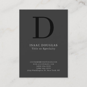 Trendy modern grijs zwart vet monogram visitekaartje