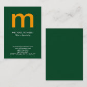 Trendy modern groen-geel monogram visitekaartje (Voorkant / Achterkant)