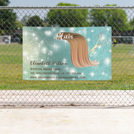 Trendy modern haar logo sprankelende glittery spandoek (Insitu)