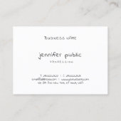 Trendy Modern Hand Script Naam Eenvoudige Sjabloon Visitekaartje (Achterkant)