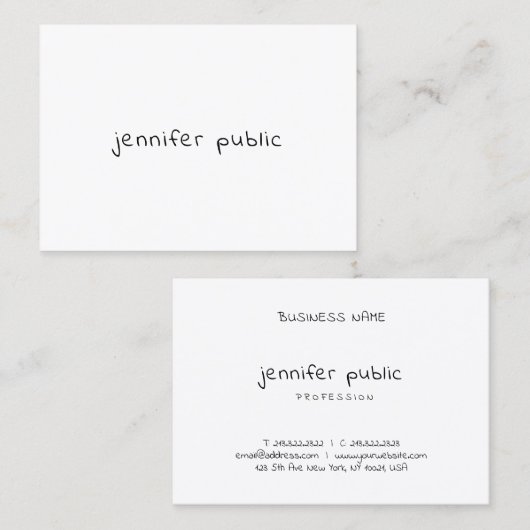 Trendy Modern Hand Script Naam Eenvoudige Sjabloon Visitekaartje (Voorkant / Achterkant)
