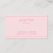 Trendy Modern Handgeschreven Elegant Roze Script T Visitekaartje (Achterkant)