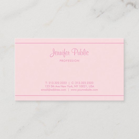 Trendy Modern Handgeschreven Elegant Roze Script T Visitekaartje (Achterkant)