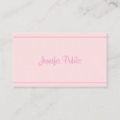 Trendy Modern Handgeschreven Elegant Roze Script T Visitekaartje (Voorkant)